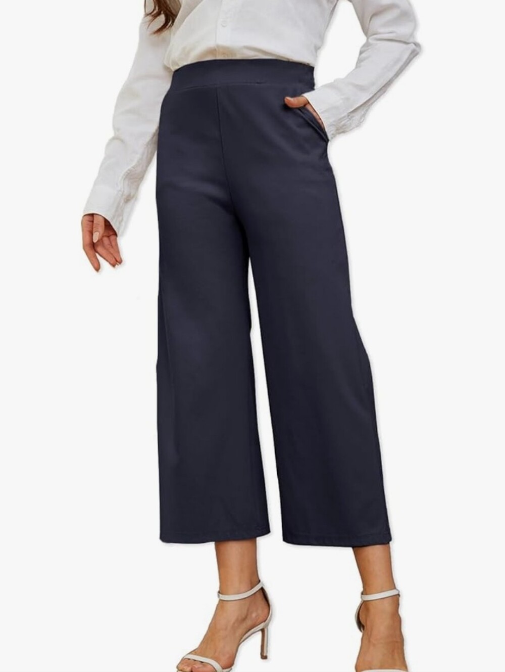 NWT Women's Wide Leg High Waist Capri Pants, Blue